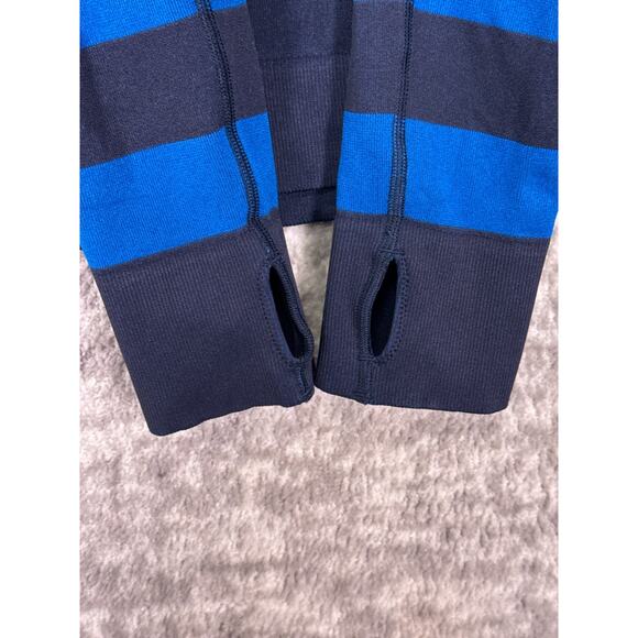 Tory Burch Sport Top Small Womens Seamless 1/4 Zip Blue Chevron Pullover - Picture 7 of 9